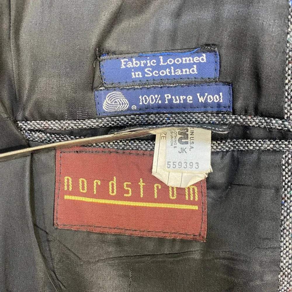Vtg 80s Burberrys Nordstrom Gray Donegal Tweed Blazer 42R Wool Sport Coat USA